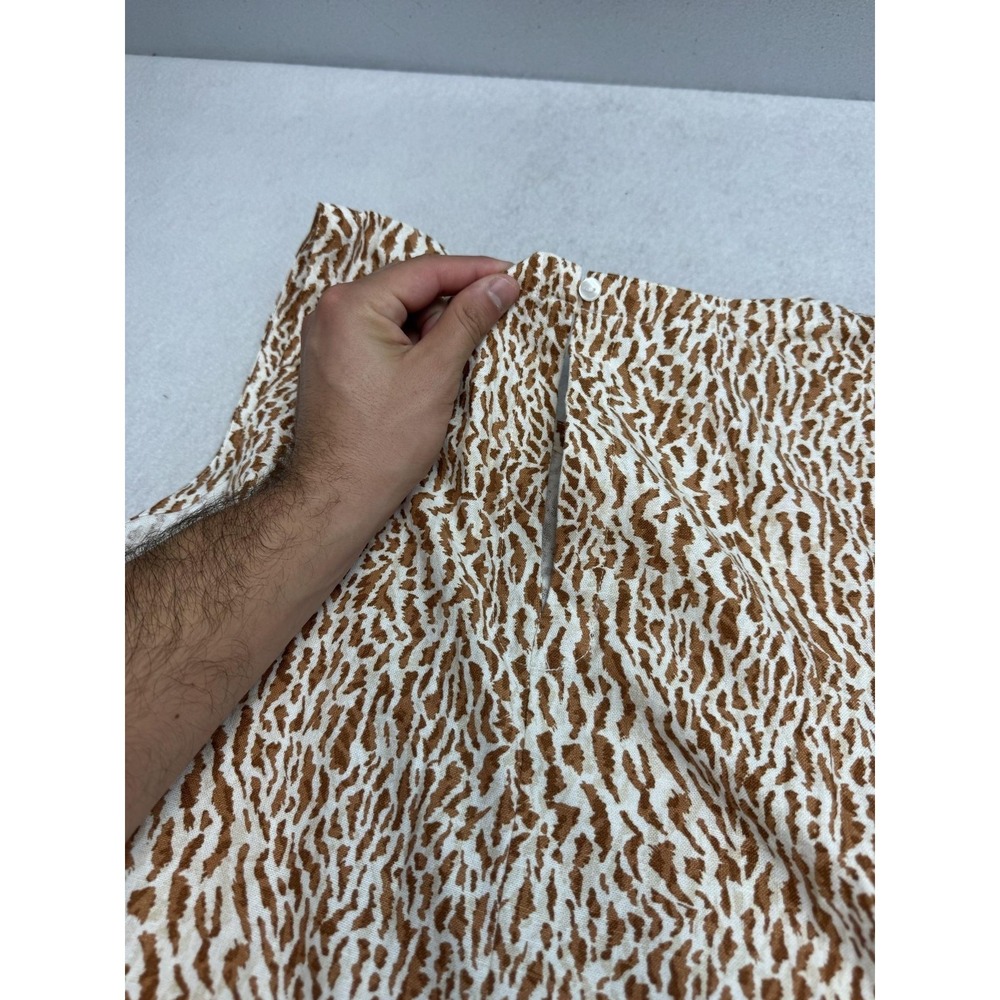 Old Navy Dress Women's XL Brown Animal Print Linen Tank Shift Knee Length Summer - Picture 5 of 10